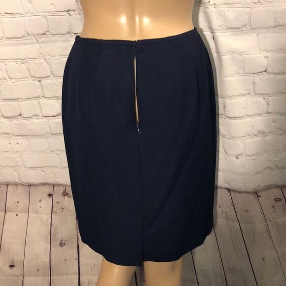 Morgan Taylor Petites Navy Blue Skirt Suit Y2K 8P - Picture 7 of 10